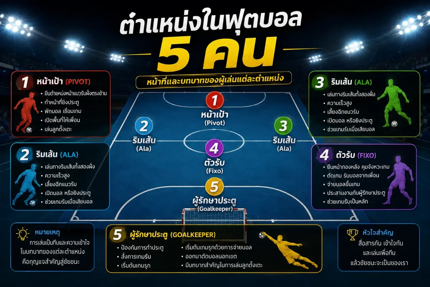 เจาะลึก ตำแหน่งต่างๆ ในฟุตบอล 5 คน วางหมากอย่างไรให้ทีมชนะขาดลอย